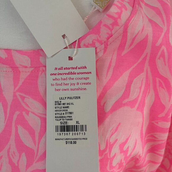NWT Lilly Pulitzer Mercer Dress | Rousseau Pink Tulip To Tango | SZ XL - Picture 4 of 5